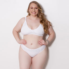 Conjunto Plus Size sem Bojo em Microfibra e Renda